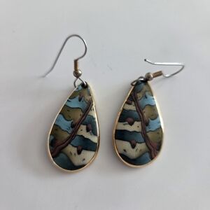 Artistic Teardrop Earrings with Gold Accents